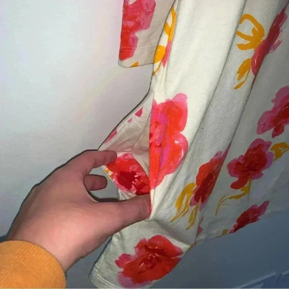 Women’s Lands End Floral Long Line Tunic Terry Cloth Lining Pockets Size M 10/12 - Picture 3 of 10